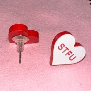 Heart-Shaped STFU Earrings